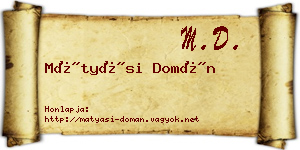 Mátyási Domán névjegykártya